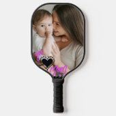 Love You MOM Paarse Moederdag Foto Pickleball Paddle (Voorkant)