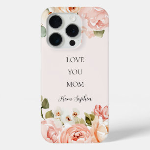 Love You Mom Personaliseer Floral iPhone / iPad ca 15 Pro Case