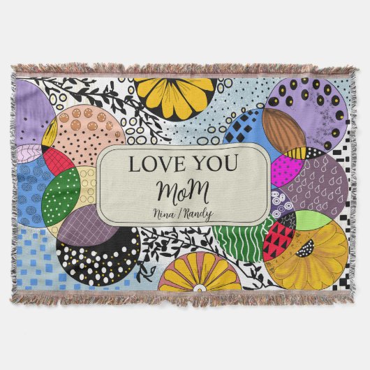 "Love You Mom" Personalized Abstract Throw Blanket Deken (Voorkant)
