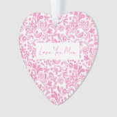 LOVE YOU MOM Pink Waterverf Art Heart Keepsake Ornament (voorkant)