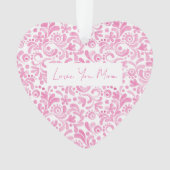LOVE YOU MOM Pink Waterverf Art Heart Keepsake Ornament (voorkant)