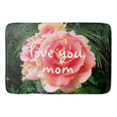 Love You Mom Quote Roze Rose Fotografie Modern Badmat (Voorkant)