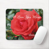 Love You Mom Red Rose Flower Gepersonaliseerd Muismat (Met muis)