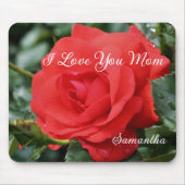 Love You Mom Red Rose Flower Gepersonaliseerd Muismat (Voorkant)