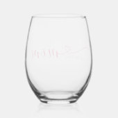 "Love you Mom" roze elegant script Wijnglas Zonder Voet (Achterkant)