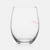 "Love you Mom" roze elegant script Wijnglas Zonder Voet (Rechts)