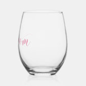 "Love you Mom" roze elegant script Wijnglas Zonder Voet (Links)