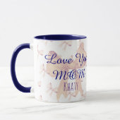 Love You Mom Schattige lint Blue Modern Moederdag Mok (Links)