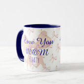 Love You Mom Schattige lint Blue Modern Moederdag Mok (Voorkant links)