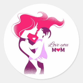 Love You Mom - Schattige & oprechte Moederdag Desi Ronde Sticker