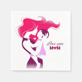 Love You Mom - Schattige & oprechte Moederdag Desi Servet