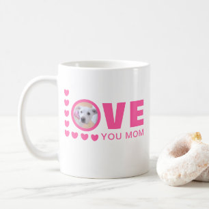Love You Mom Schattigee Puppy Dog Foto Roze Koffiemok
