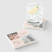 "Love you Mom" sentimentele foto cadeau voor moede Stenen Onderzetter (Zijkant)