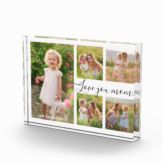 Love You Mom Typografie Moederdag Fotocollage Fotoblokken (Rechts)