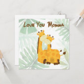 Love You Momma Twee Giraffen Aangepaste Tekst Kaart (Voorkant / Achterkant in situ)