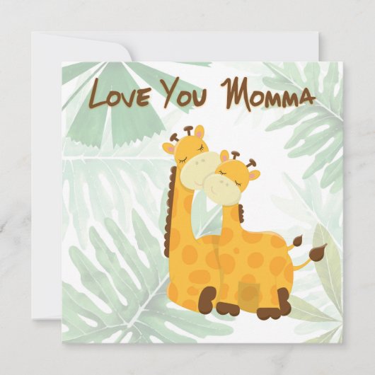 Love You Momma Twee Giraffen Aangepaste Tekst Kaart (Voorkant)