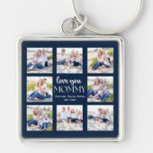 Love you Mommy Collage Photos childrens Blue Sleutelhanger (Voorkant)