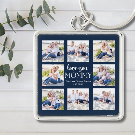 Love you Mommy Collage Photos childrens Blue Sleutelhanger