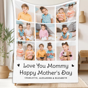 Love You MOMMY Custom 9 Photo Collage Moederdag Fleece Deken