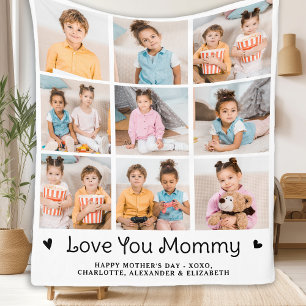 Love You MOMMY Custom Moederdag 9 Fotocollage Fleece Deken