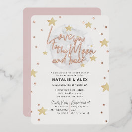 Love You Moon & Back Girl Baby Shower Folie Uitnodiging