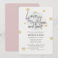 Love You Moon & Back Meisje Baby shower Uitnodigin