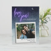 Love You Moon Stars Custom Photo Valentijnsdag Kaart (Staand voorkant)
