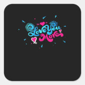 Love You More Clean Typography Style  Vierkante Sticker (Voorkant)