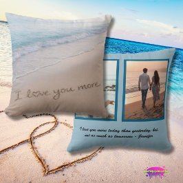 Love You More Coastal Beach Photo Collage Kussen