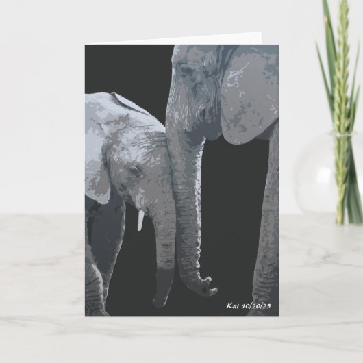 Love You More, Elephant Original Art Kaart (Voorkant)