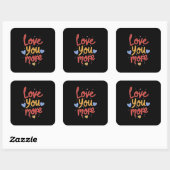 Love You More Expressieve Kunst Vierkante Sticker (Vel)