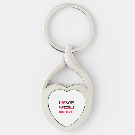 Love You More Flat Vet Bold Zwart Rood Typografie Sleutelhanger (Voorkant)