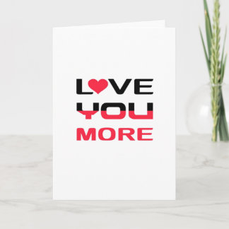 Love You More Flat Vet Gedrukt Zwart Rood Typograf Kaart