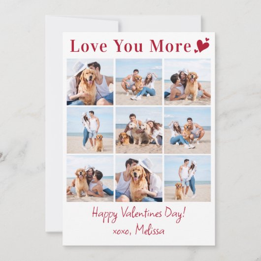Love You More Fotocollage Happy Valentijnsdag Feestdagenkaart (Voorkant)