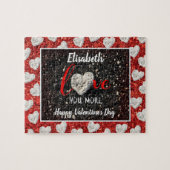 Love You More Heart Foto Aangepaste Naam Gelegenhe Legpuzzel (Horizontaal)