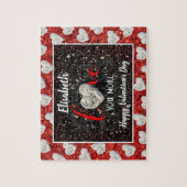 Love You More Heart Foto Aangepaste Naam Gelegenhe Legpuzzel (Verticaal)