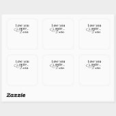 Love You More Heartfelt Minimal Design  Vierkante Sticker (Vel)