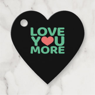 Love You More Minimaal Typografie Hart Ontwerp Bedankjes Labels