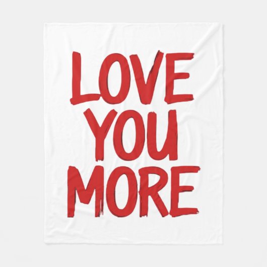 Love You More Minimal Heartfelt Design Fleece Deken (Voorkant)