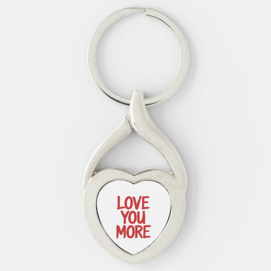 Love You More Minimal Heartfelt Design Sleutelhanger (Voorkant)