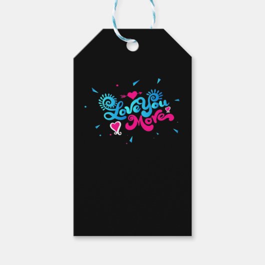 Love You More Schoon Typografie Stijl Cadeaulabel (Voorkant)