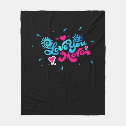Love You More Schoon Typografie Stijl Fleece Deken (Voorkant)