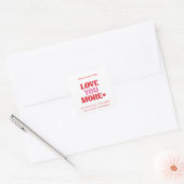 Love You More Soja Was Vierkante Sticker (Envelop)