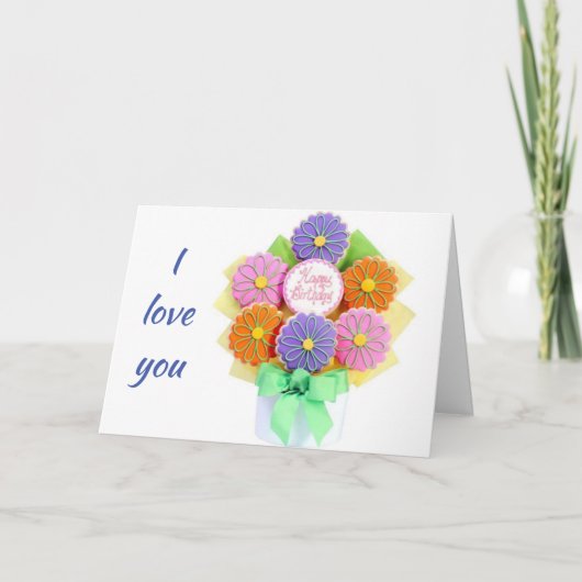 LOVE YOU ***MORE THAN COOKIES*** VERJAARDAG KAART (Voorkant)