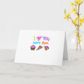 Love You More Than Cupcakes Pizza Unicorns Cute St Kaart (Gele Bloem)