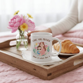 Love You Mother Home is Where Mom is Floral Mug Koffiemok