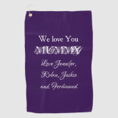 LOVE YOU MUMMY Modern Script Kinder Namen Schattig Golfhanddoek (Voorkant)