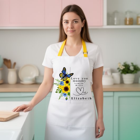 Love You Mummy Personalized Floral Apron Schort
