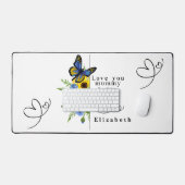 Love You Mummy Personalized Floral Desk Mat (Keyboard & Muis)