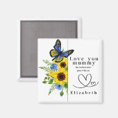 Love You Mummy Personalized Floral Magnet (Voorkant / Achterkant)